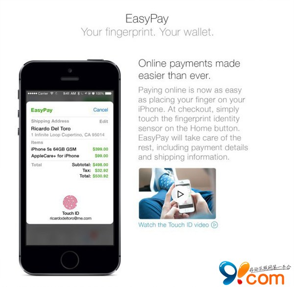 苹果移动支付EasyPay 界面与功能概念欣赏